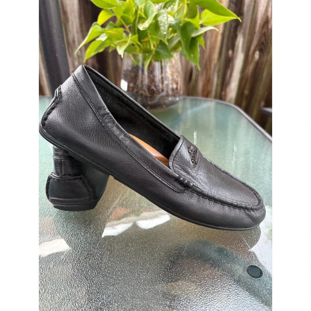 Coach Mary Lock Up Black‎ Pebbled Leather Loafers Driving Mocs A00925 Womens 7.5